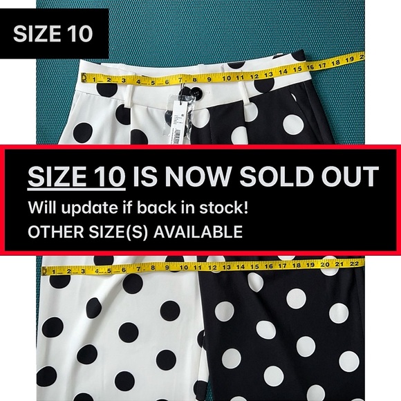 Alice + Olivia Tomasa Polka Dot Cuffed Black White Colorblock Pant - Picture 15 of 17